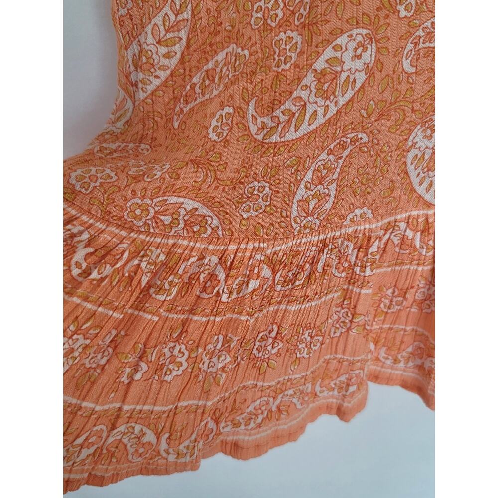 Patrons of Peace Boho Hippie Festival Coral Paisley Ruffle Tank Top Size XS - Picture 7 of 12